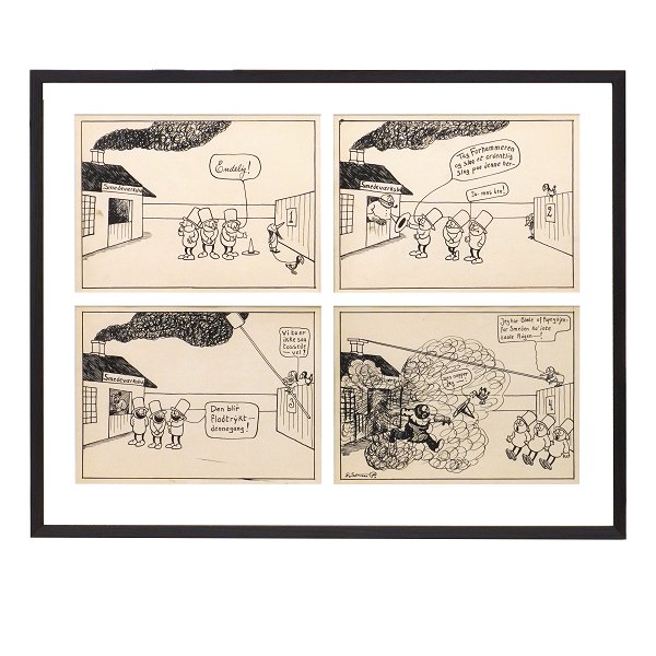 Robert Storm Petersen, 1882-1949. Four original drawings, ink & pencil, 1913-16. Size with frame: 52x65cm