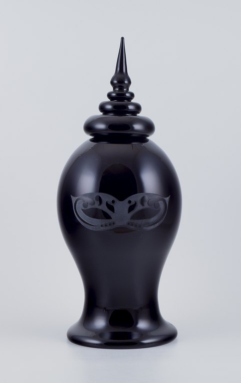 Roberto Cavalli for Murano,Floor vase made of black art glass.