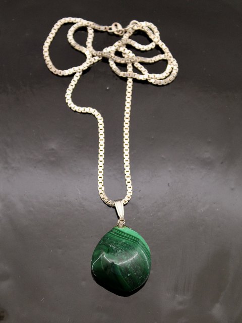 Malekit pendant and sterling silver chain