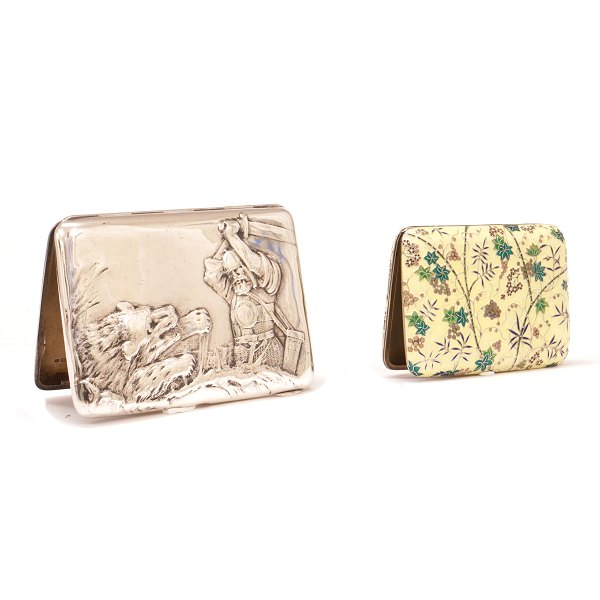 Two Russian silver boxes. Moscow 1880-1890s. Size: 11,5x8,5 & 7x10cm