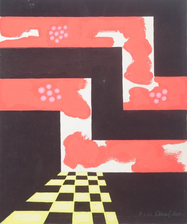 Osmund Hansen
Abstrakt komposition.
Gouache på papir.