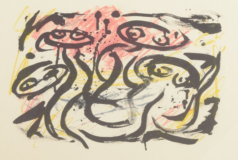 Erik Dietman
Abstrakt motiv: “La nuit passée ça sentait la vase – Cobra au cul”
Litografi i farver.