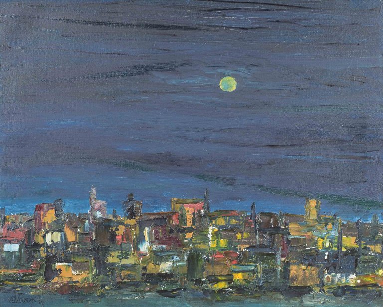 Van de Vooren, , hollandsk kunstner.
Bartholomeusnacht, 1969
Olie på lærred