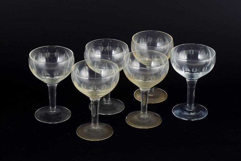 Holmegaard – Kirsten PiilDesigned by Per Lütken in 1956.6 sherry wine glasses, ca. 1950/60s.