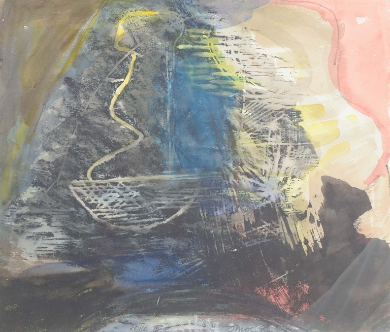 Odd Moe (f. 1944)
“Rejse III”.
Mixed media på papir.