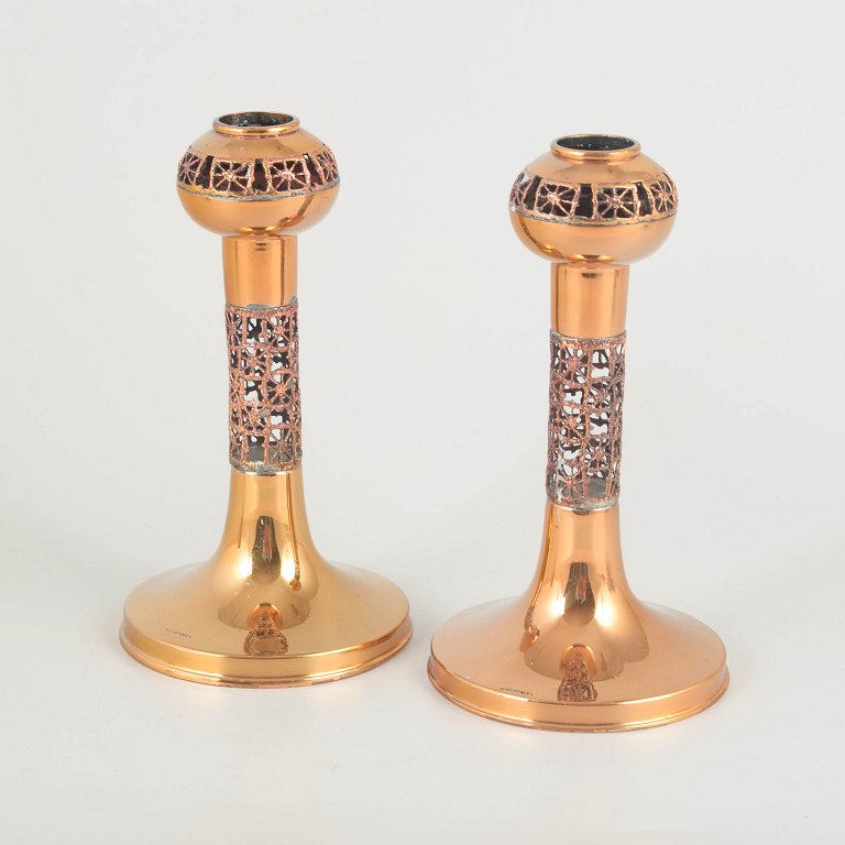 Pentti Sarpaneva for Finland.Pair of brass candlesticks.