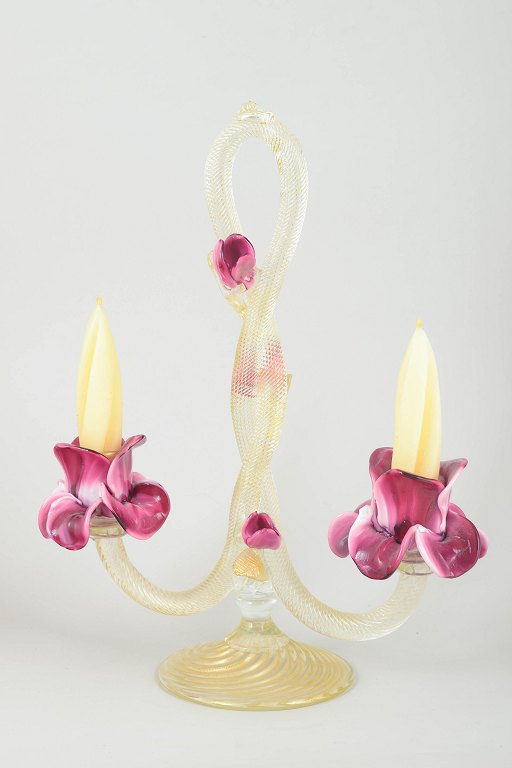 Murano
Stor to-armet lysestage i art glass, 1960’erne.