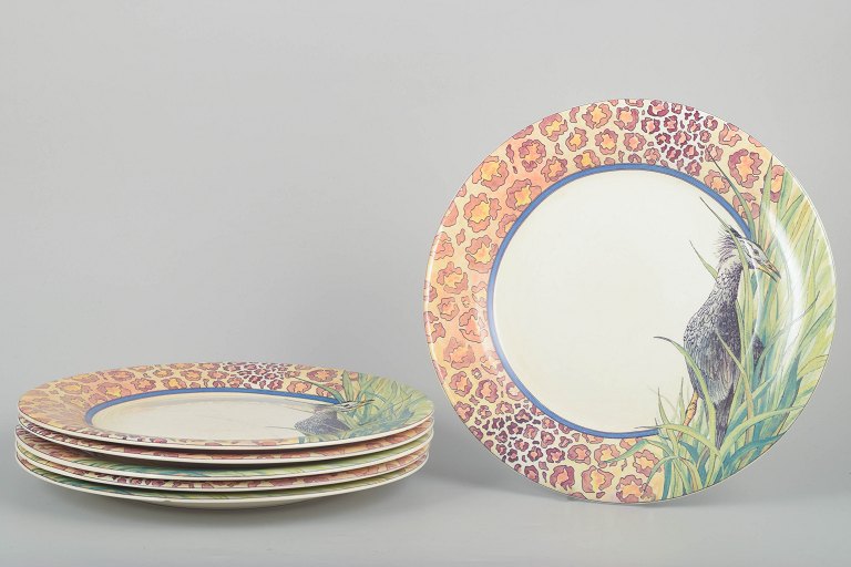 Gien, France“Savane” – Set of 6 large dinner plates, 1980s.