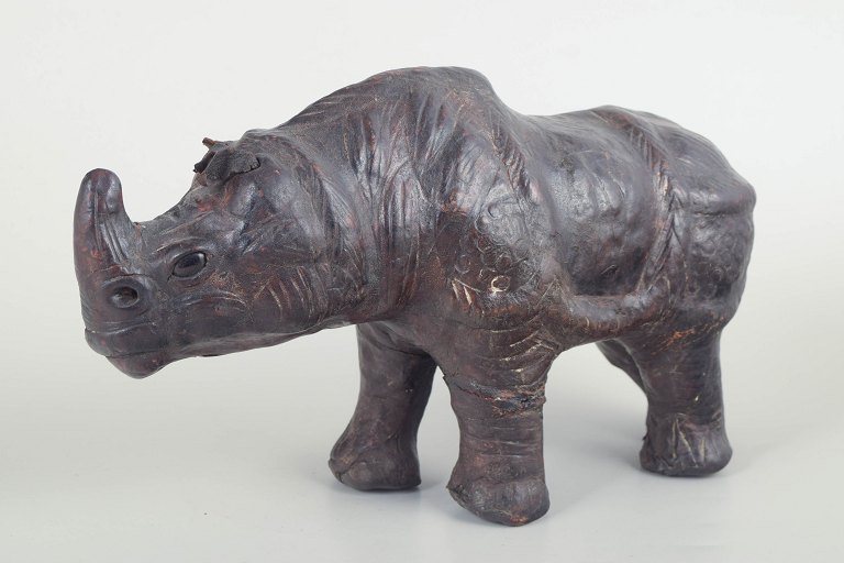 Omersa for Liberty & Co., London – Large Leather Rhino Figure, Mid-20th Century.