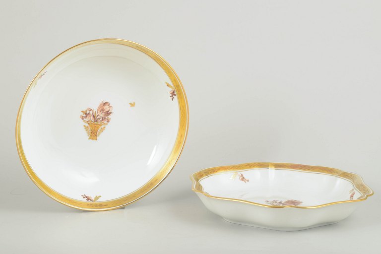 Royal CopenhagenGolden Basket, Two Bowls, 1960s.
