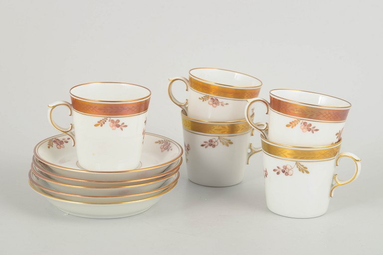 Royal CopenhagenGolden Basket, Set of 5 Demitasse Cups.