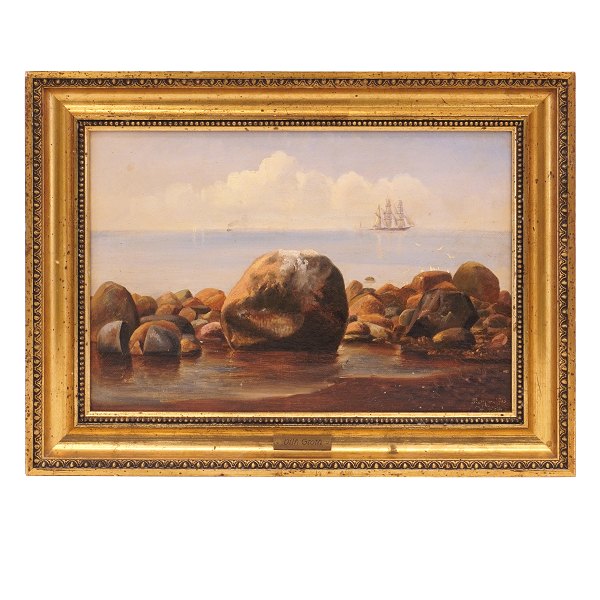 Vilhelm Groth, 1842-99, olie på lærred. Parti fra Skagen. Signeret og Skagen 1883. Lysmål: 22x32cm. Med ramme: 31x41cm