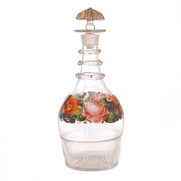 Enamel decorated carafe circa 1860-80. H: 22,5cm