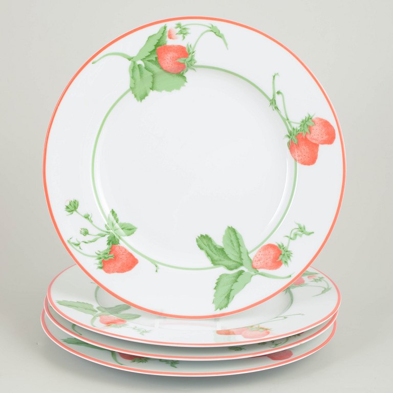 Bill Goldsmith for Limoges, Fraise, set of 4 dinner plates.