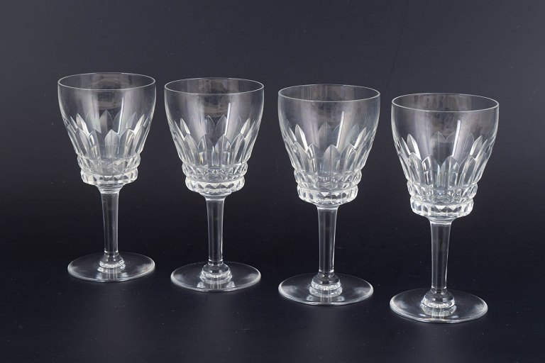 French Crystal, Set of 4 White Wine Glasses.