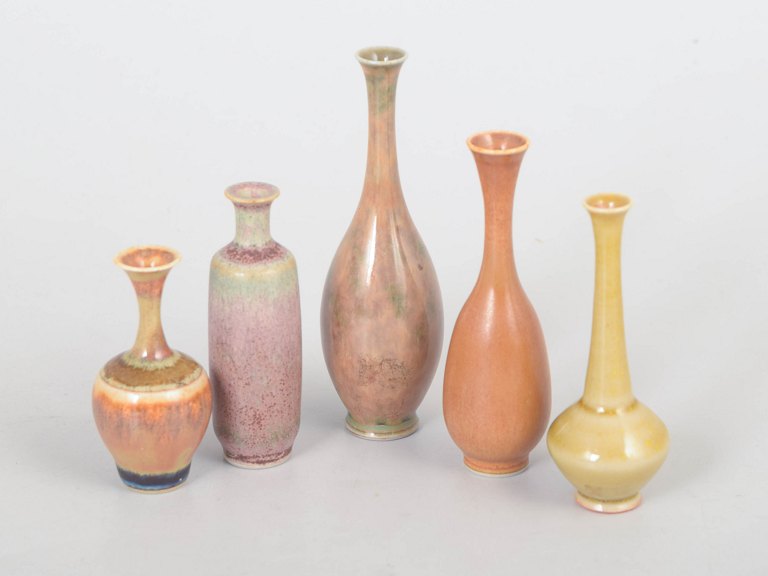 John Andersson for Höganäs, set of five miniature vases.