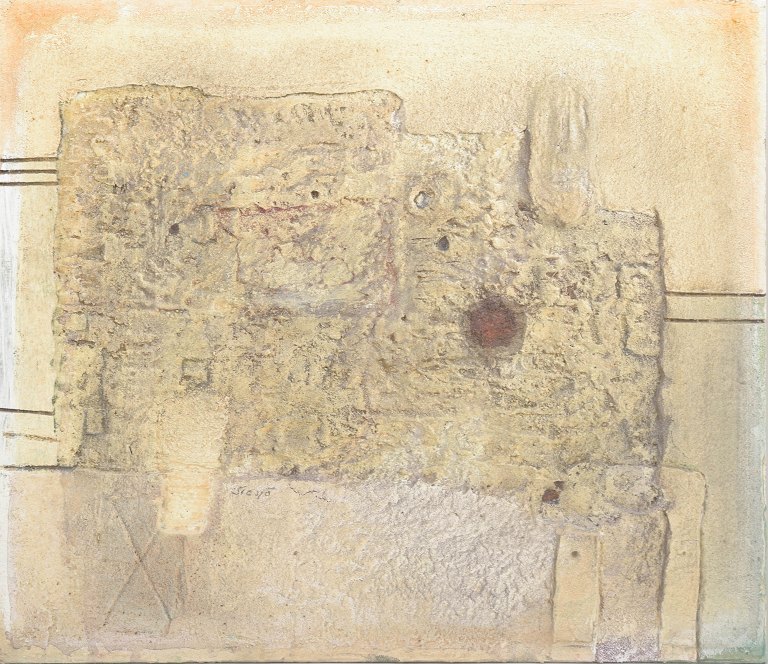Kaj Siesjö, abstract mixed media on board, 1968, listed Swedish artist.