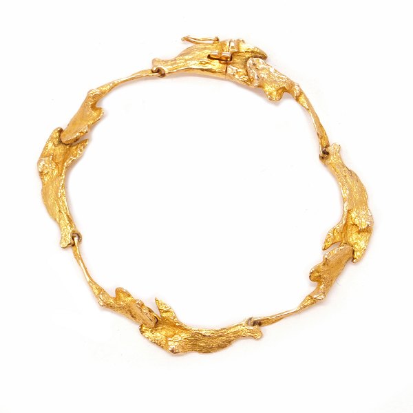 Lapponia leddelt armlænke i 14kt guld af Björn Weckström 1971. L: 18,5cm
