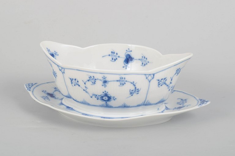 Royal Copenhagen, Blue Fluted Plain, sauceboat on stand.